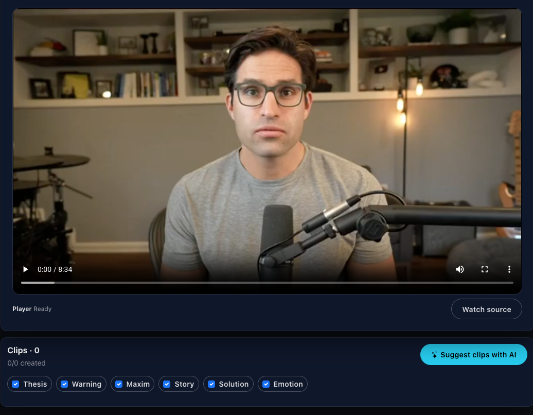 AI-generated clip suggestions in MintiStudio